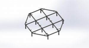 八角形ベンチ、金具・単管パイプ組立て状態
