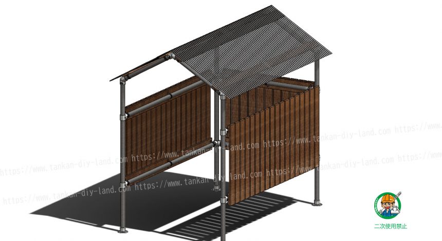 2方向60 1 度コーナー金具 A 2l 60 を使用した 自転車置き場 小屋 3 単管パイプで作る 単管パイプ のdiy向け 技術者向けの情報なら単管diyランド