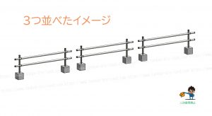 柵を3つ並べた状態
