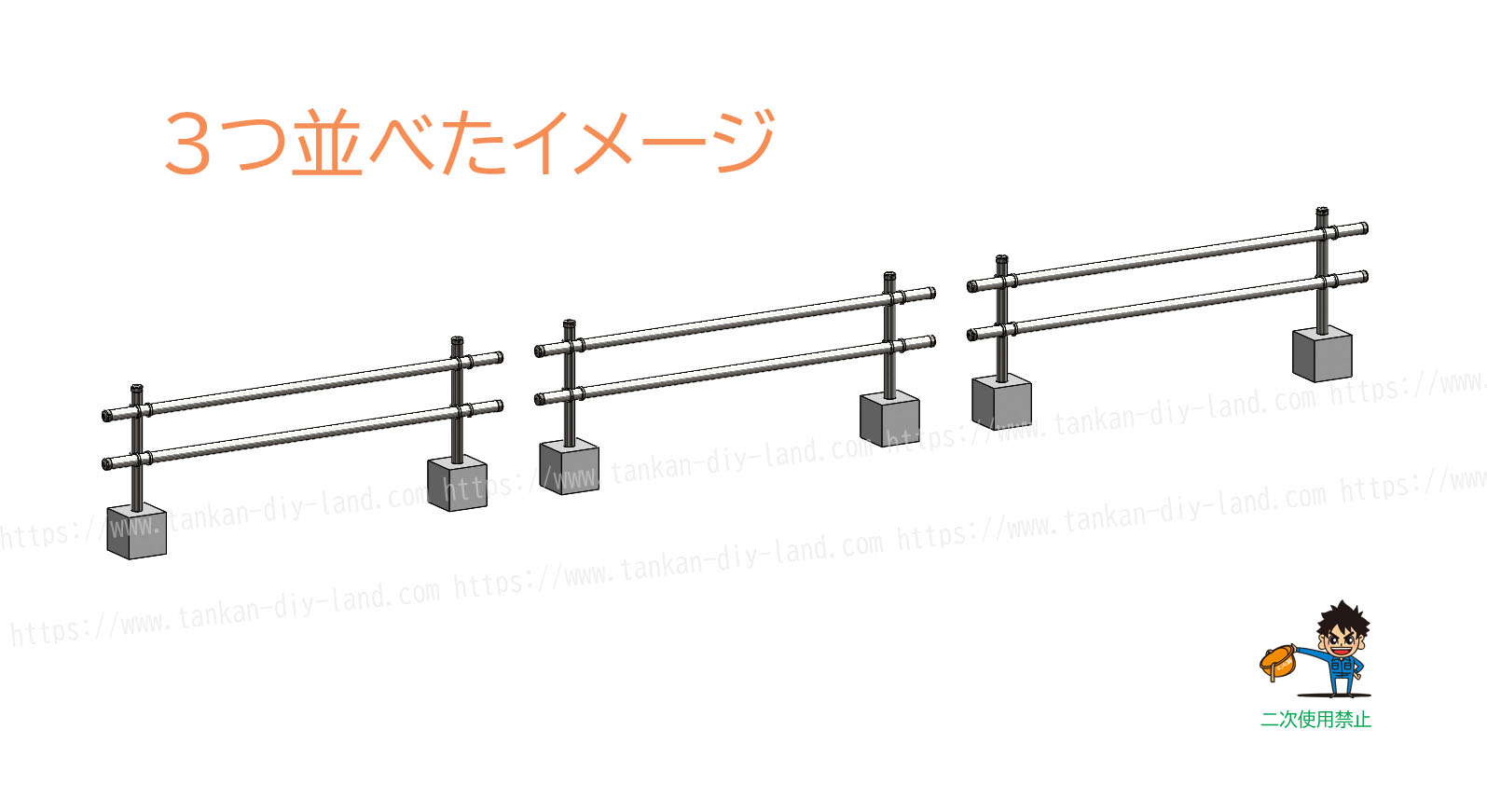 侵入防止 立ち入り禁止等の ガードフェンス も 単管パイプ で 手作り簡単 移動できる 柵 柵 13 単管パイプで作る 単管パイプのdiy向け 技術者向けの情報なら単管diyランド