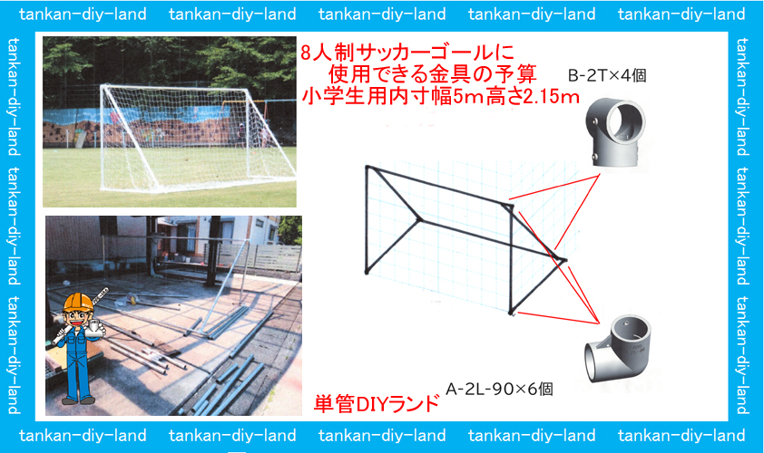 単管パイプ 8人制サッカーゴール Labo ラボ Clamp Shop Tankan Tv 単管パイプのdiy向け 技術者向けの情報なら単管diyランド