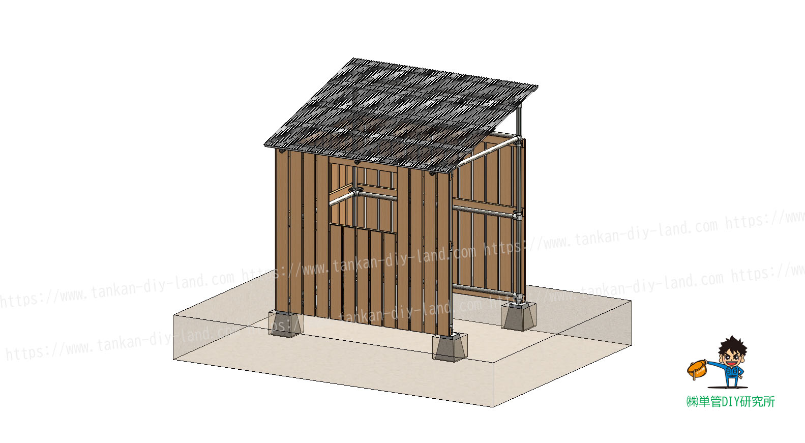 単管パイプで 自転車小屋 自転車置き場 どこにどんな ジョイント 金具を使うの 組立方法もご紹介 小屋 11 単管パイプで作る 単管パイプ のdiy向け 技術者向けの情報なら単管diyランド