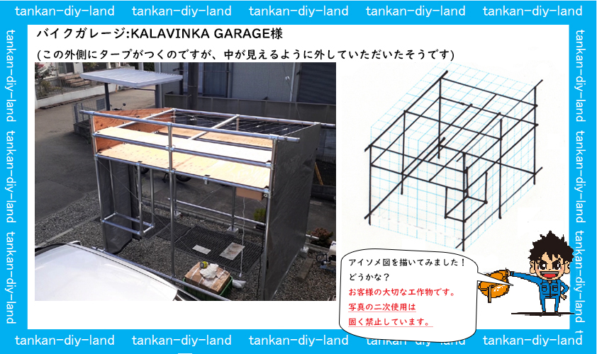 みんなの工作 単管パイプのバイクガレージ Kalavinka Garage様ご提供写真 単管パイプのdiy向け 技術者向けの情報なら単管diyランド